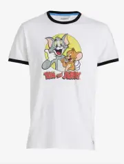 NEW PETER ALEXANDER MENS TOM AND JERRY WHITE COTTON TEE S M XL RRP$59.95