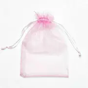 Pink Colour Organza Bags 4pcs Pack 7x9cm for Gift Jewellery Candy bag Drawstring Ribbon