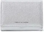 [Sminra] Womens Wallet Small Trifold Slim Pearlescent Trendy Leather Glitter Cute Wallet Cash Pocket with Coin Purse ID Window Card Holder for Girls, Silver, Fashion Glitter