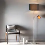 Lily Mother and Child Floor Lamp - Black and White Fabric Shade, 1700mm High, PL0255