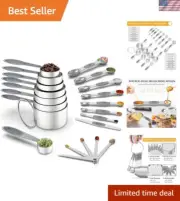 Multi-Size Magnetic Measuring Spoons & 8 Measuring Cups - Kitchen Essential Set