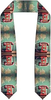[SKKNT] England Uk Retro London Telephone Print Graduation Shawl Stole For Academic Commencements Honor Sash Congratulations Gift