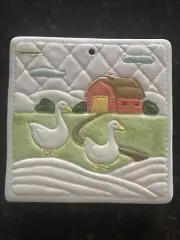 VINTAGE 1982 OTAGIRI TRIVET HOT PLATE, WALL PLAQUE TILE COUNTRY GEESE NICE!!!!