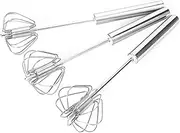 MOLUCKFU Stainless Steel Semi Automatic Eggbeater Kitchen Mixing Tool for Eggs and Dough Comfortable to Use for Cooking and Baking Kitchen Tool