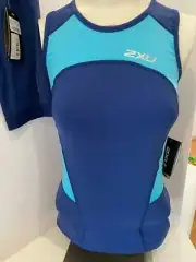 2XU Active Triathlete 2 Pc Set NWT $160 XS Tri Singlet Top, 7" Shorts Navy/Blue