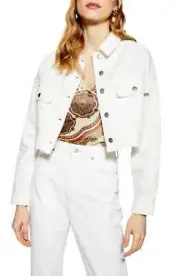 Women's Topshop Denim Crop Jacket, Size 6 US (fits like 2-4) - White