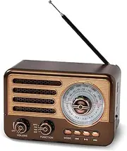 Retro Transistor Radio,Battery Powered AM FM SW Radio,Small Rechargeable Portable Radio with 1800mAh Lithium-ion Battery,Support TF Card/Aux/USB MP3 Player