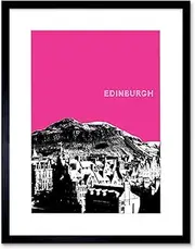 Arthurs Seat Edinburgh Scotland Scottish Landmark Pink Framed Art Print