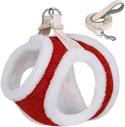 Autumn and Winter Warm Dog Strap Traction Rope Set Soft and Comfortable Dog Strap with Fur Pet Training Adjustable Dog Wire Harness Tank Top Suitable for Small Medium Dogs Chihuahua,Red,L