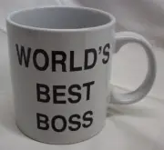 THE OFFICE Michael Scott "WORLD'S BEST BOSS" 4" BIG CERAMIC MUG NEW Peacock NBC