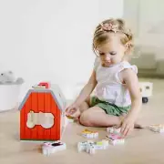Melissa & Doug Wooden Take-Along Sorting Barn Toy w/ Flip-Up Roof & Handle – 10
