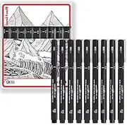 Uni Pin Fineliner Drawing Pen - Complete Set of 9 Grades - Black Ink