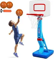 Height Adjustable Toddler Basketball Hoop for Indoor Outdoor Play - Portable Goal for Swimming Pool - Basketball Toy for Kids Age 2-8