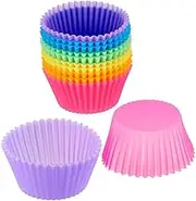 SEIWEI 12 Pcs Silicone Baking Cups Tins for Puto Cups, Mini Foil Pans, Round Egg Tart Tins Mold for Baking and Cooking for Mini Cakes Tarts Muffin Cupcakes Brownies Jello