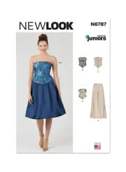 New Look 6787 - Juniors' Corsets, Pants and Skirt, Size: A (3/4-13-14)
