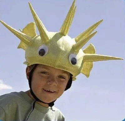 LOT 4 Helmet Headz Kids Bicycle Cyclist Yellow Puffer Blow Fish Soft Spiky Cover