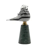 By Dezign - Grey Bird on Marble Base - Statues & Sculptures
