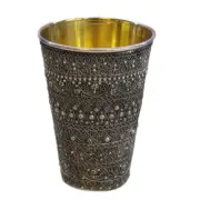 Shabbat Kiddush Blessing Silver Wine Cup Yemenite Filigree Art Hanukkah Gift