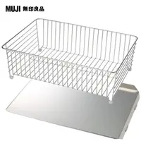 在飛比找PChome24h購物優惠-【MUJI 無印良品】不鏽鋼瀝水籃(大)+不鏽鋼傾斜瀝水盤(