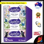 Quilton 3 Ply Extra Thick Facial Tissues Hypo-allergenic (12 boxes of 110 each)