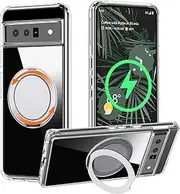 Magnetic Stand Case for Google Pixel 6 Pro - Compatible with MagSafe,360 Rotatable Ring Kickstand Slim Fit Shockproof Protective Phone Case - Clear