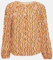 [Velvet] Velvet Laura printed crêpe blouse AU 16 orange