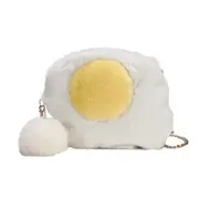 Omelette Shape Fashion Plush Chain Single Shoulder Bag Ladies Handbag with Plush Pendant