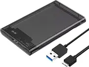 Hard Drive Enclosure, 2.5" Transparent USB External Case - Portable USB 2.0/3.0 for SSD