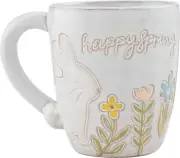 Mud Pie Handle Mugs, Happy; 4" x 3.5"