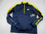 Michigan Wolverines GO BLUE fleece lined Pullover Quarter Zip Mens sz Medium NEW