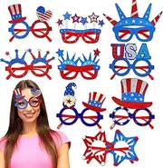 [Generic] Patriotic Sunglasses - Retro Fashion Cute Sun Glasses | 9-Pack Party Favors For Backyard Barbecues, Independence Day Parades, Beach Pool Celebrations