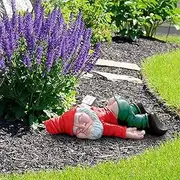 Funny Drunk Dwarf Garden Gnome Statues, Drunk Gnome Creative Garden Statues Decoration, Resin Sculpture Novelty for Outdoor Indoor Patio Lawn Yard Porch Ornament Decor 9.5in*5.9in*3.1in (Red)