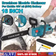 Brushless Cordless 16'' Chainsaw Wood Cutter Saw For Makita 18V x2(36V) Battery