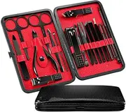 Color 18 Tools Stainless Steel Manicure set Professional nail clipper Kit of Pedicure Paronychia Nippers Trimmer Cutters,Black 18 Tools