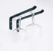 Rustic Wine Glass Holder Rack – Metal Hooks, Barware Decor, Wine Lover Gift