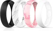 Forthee Breathable Designed Silicone Wedding Ring for Women, 5.7mm Silicone Rubber Band, Durable Wedding Ring Replacement, Comfortable fit, Skin Safe