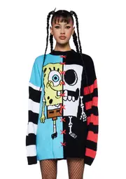 [Dolls Kill x SpongeBob] Split Personality Intarsia Sweater
