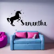 Custom Name Unicorn Nursery Wall Decor Personalized Wall Decal VWAQ - CS8