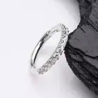 14 Karat White Gold Brilliant Sparkle Gems Lined Clicker Hoop Ring