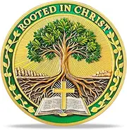 RYUKENLM Rooted in Christ Christian Challenge Coin Colossians 2:6-7 Bible Verse Token Christian Coins with Bible and Cross Inspirational Christian Gift for Men Women