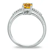 Cushion-Cut Citrine and White Topaz Accent Ring in Sterling Silver