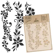 DIY Reusable Plastic STENCIL A3 A4 A5 / FLOWERS BORDER / Scrapbooking Decoupage