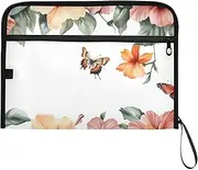 YMXFXP Expandable Filing Folder Florals Butterfly White, 13-Pocket Funny Cute Design with Sticky Labels, A4 Letter Size Document Organizer for Office, School, Boys, Girls