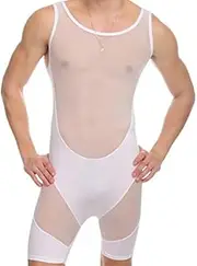 [Generic] Men's Jumpsuit Undershirt Mesh Wrestling Singlet Bodysuit Underwear