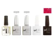 Gellaka 5-Piece Essential Gel Manicure Set with 1 Color - Glitter Red