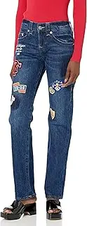 [True Religion] Women's Ricki Relaxed Straight Jean with Patches