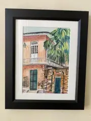KRISTI C JONES “CREOLE HOUSE” Watercolor Painting New Orleans Louisiana Framed