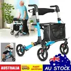 Foldable Rollator Walking Frame Mobility Walker Wheels Aid Elderly Disability