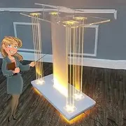 Acrylic Podium Plexiglass Podium Table Acrylic Pulpits for Churches Acrylic Podiums and Lecterns Design with Thick Acrylic Board Standing Shelf for Classrooms, Offices, Restaurants