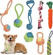 Yistoi 8-Piece Dog Toy Set, Chew Toy Puppy, Cotton Rope Toy for Dogs, Chew Toy, Dog Ropes for Small, Medium Dogs, Teeth Cleaning, for Stress Relief, Educational Exercise